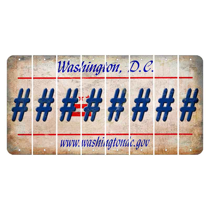 Washington DC.gov Cut License Plate Strips (Set of 8) Hashtag