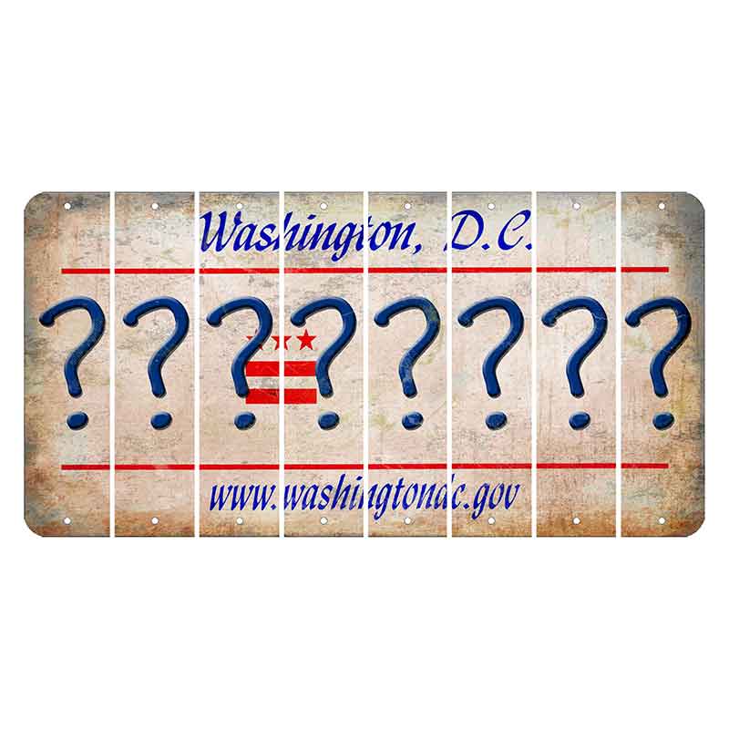 Washington DC.gov Cut License Plate Strips (Set of 8) Question Mark