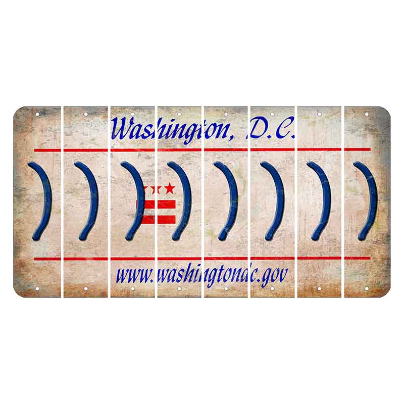 Washington DC.gov Cut License Plate Strips (Set of 8) Parenthesis - Right