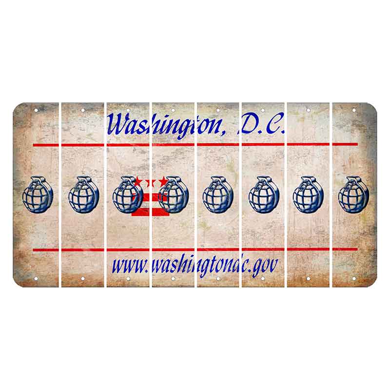 Washington DC.gov Cut License Plate Strips (Set of 8) Grenade