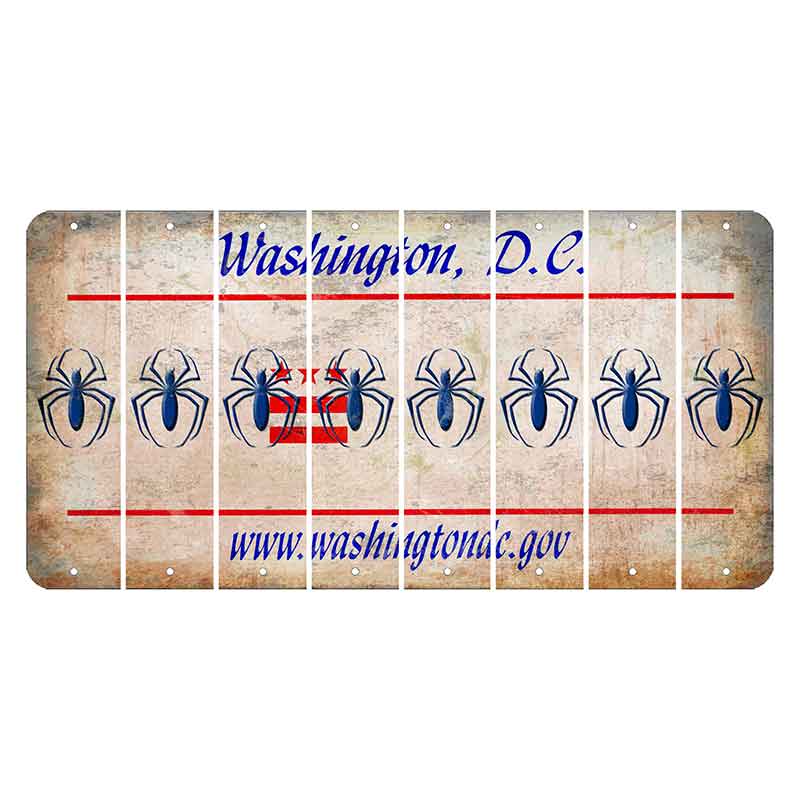 Washington DC.gov Cut License Plate Strips (Set of 8) Spider