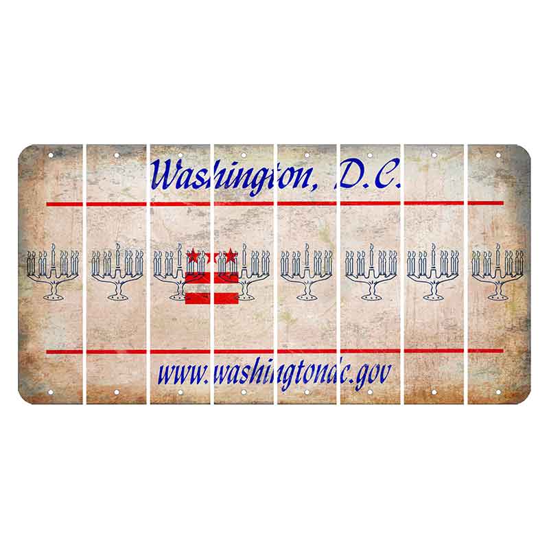 Washington DC.gov Cut License Plate Strips (Set of 8) Menorah