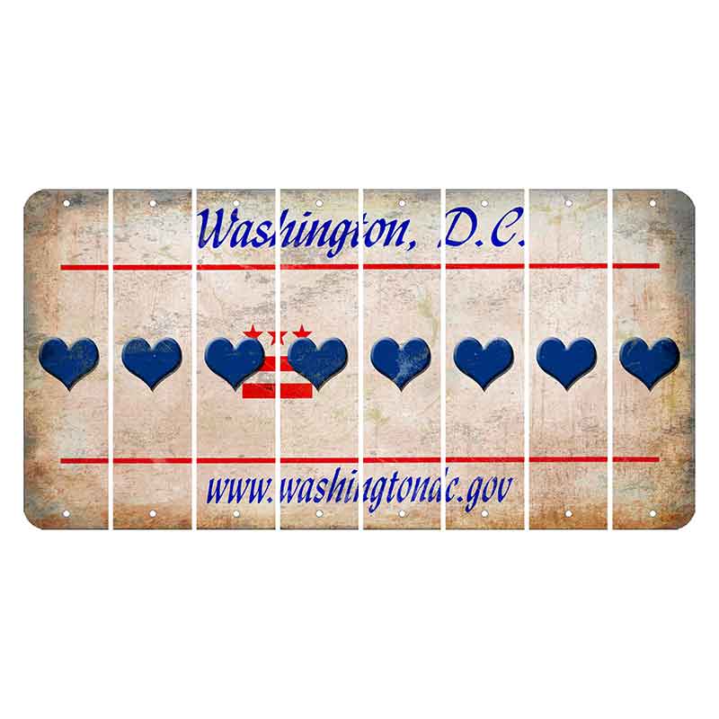 Washington DC.gov Cut License Plate Strips (Set of 8) Heart