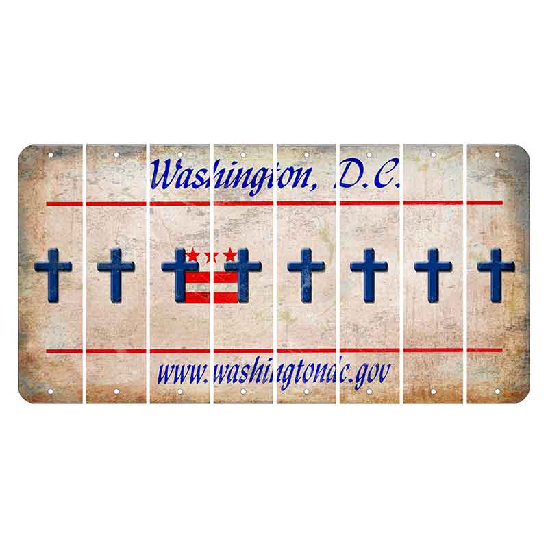 Washington DC.gov Cut License Plate Strips (Set of 8) Cross