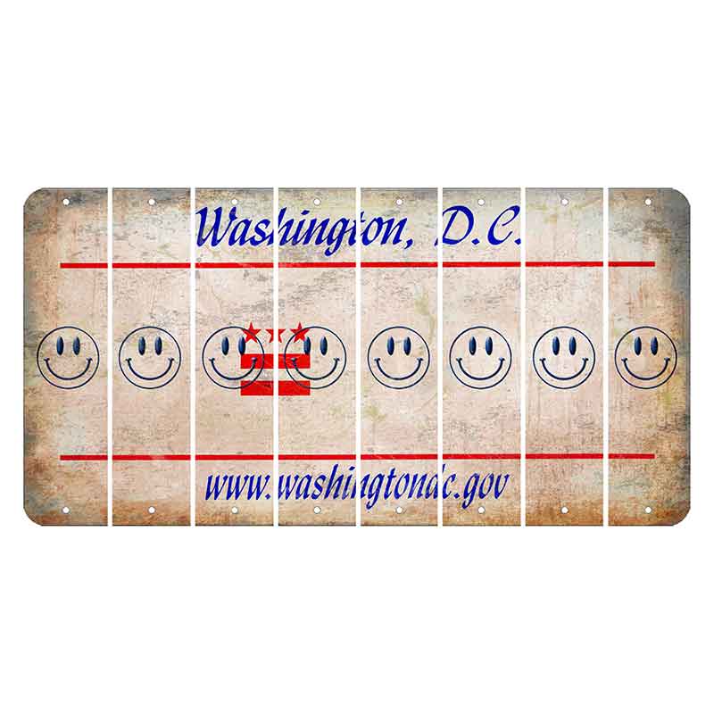 Washington DC.gov Cut License Plate Strips (Set of 8) Smiley Face