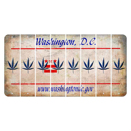 Washington DC.gov Cut License Plate Strips (Set of 8) Pot Leaf