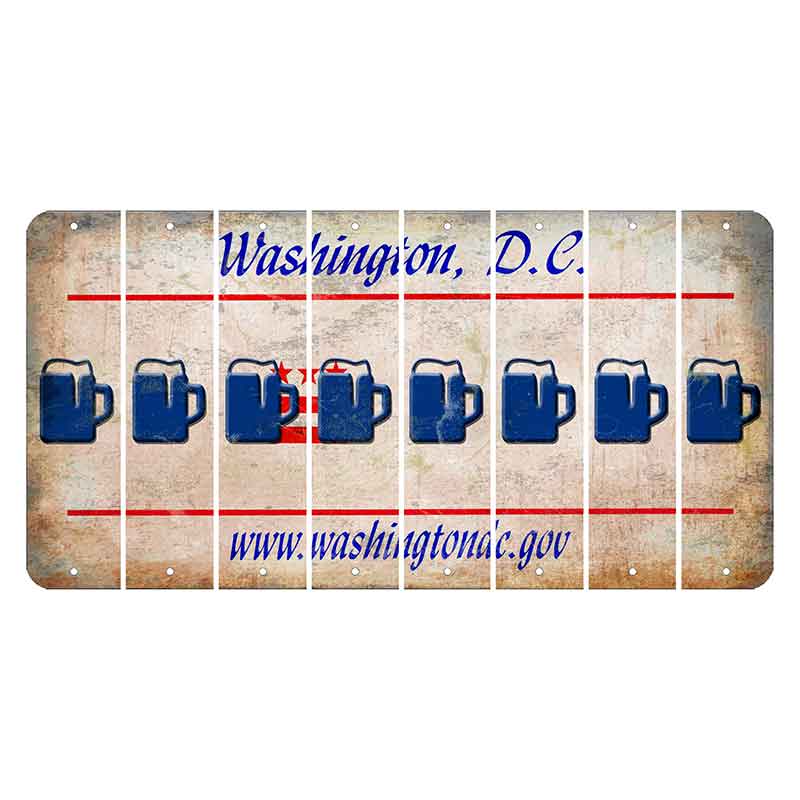 Washington DC.gov Cut License Plate Strips (Set of 8) Beer Mug