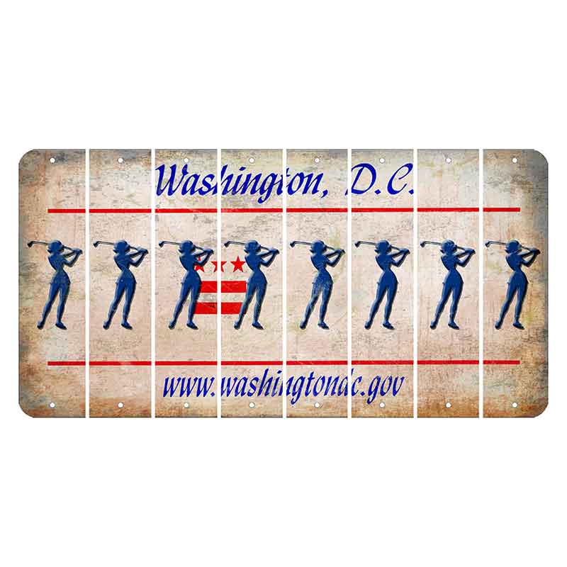 Washington DC.gov Cut License Plate Strips (Set of 8) Female Golfer