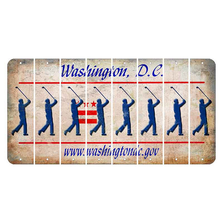 Washington DC.gov Cut License Plate Strips (Set of 8) Male Golfer