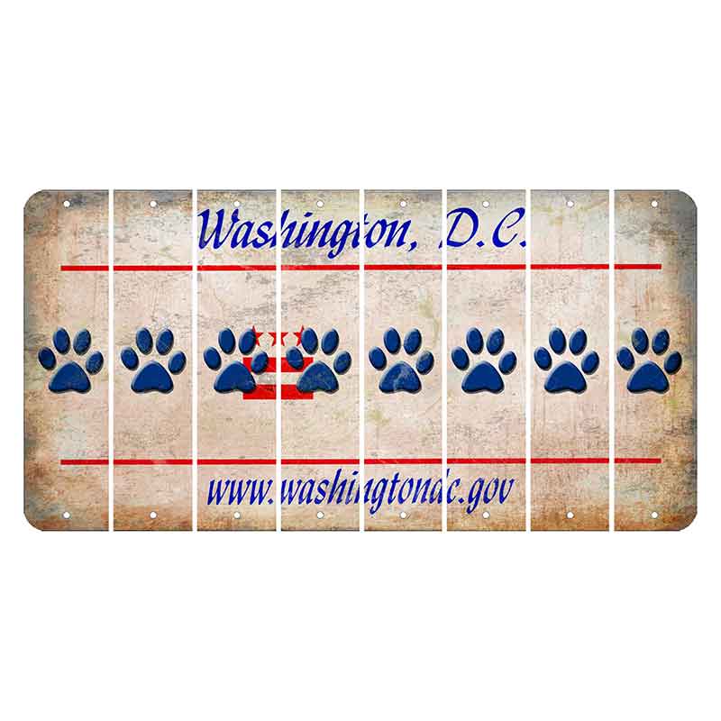 Washington DC.gov Cut License Plate Strips (Set of 8) Dog Paw