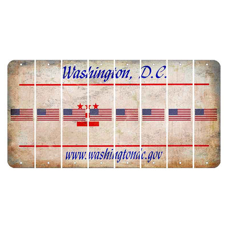 Washington DC.gov Cut License Plate Strips (Set of 8) American Flag