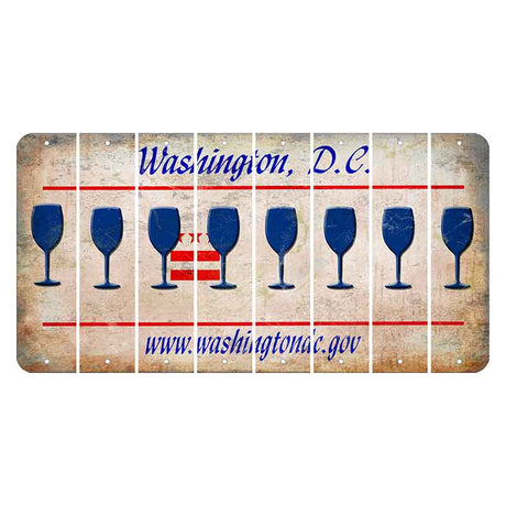 Washington DC.gov Cut License Plate Strips (Set of 8) Wine Glass