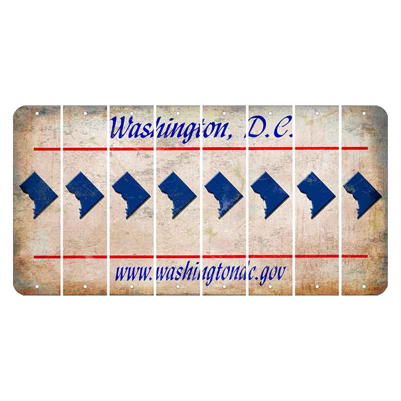 Washington DC.gov Cut License Plate Strips (Set of 8) State Silhouette