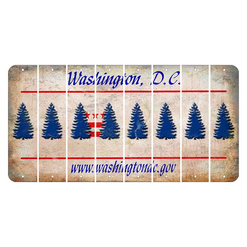 Washington DC.gov Cut License Plate Strips (Set of 8) Pine Tree