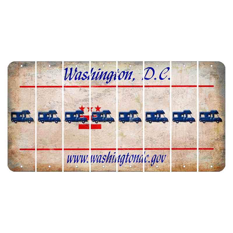 Washington DC.gov Cut License Plate Strips (Set of 8) Camper