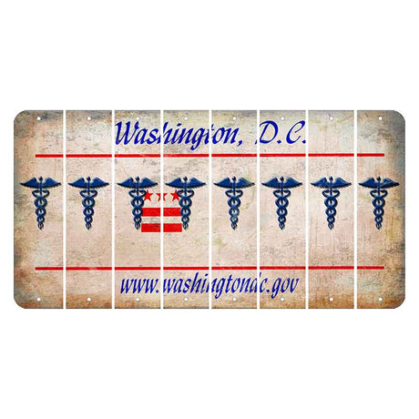 Washington DC.gov Cut License Plate Strips (Set of 8) Caduceus