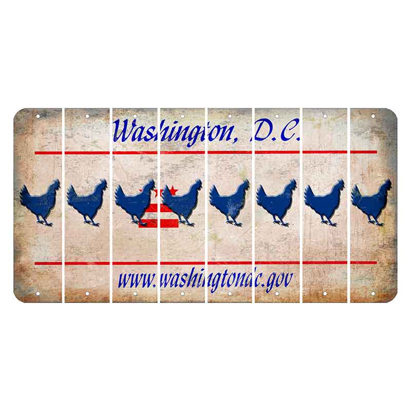 Washington DC.gov Cut License Plate Strips (Set of 8) Chicken