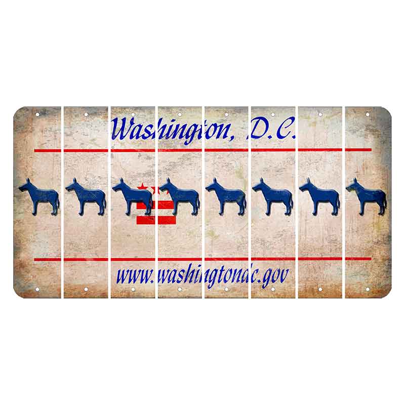 Washington DC.gov Cut License Plate Strips (Set of 8) Donkey