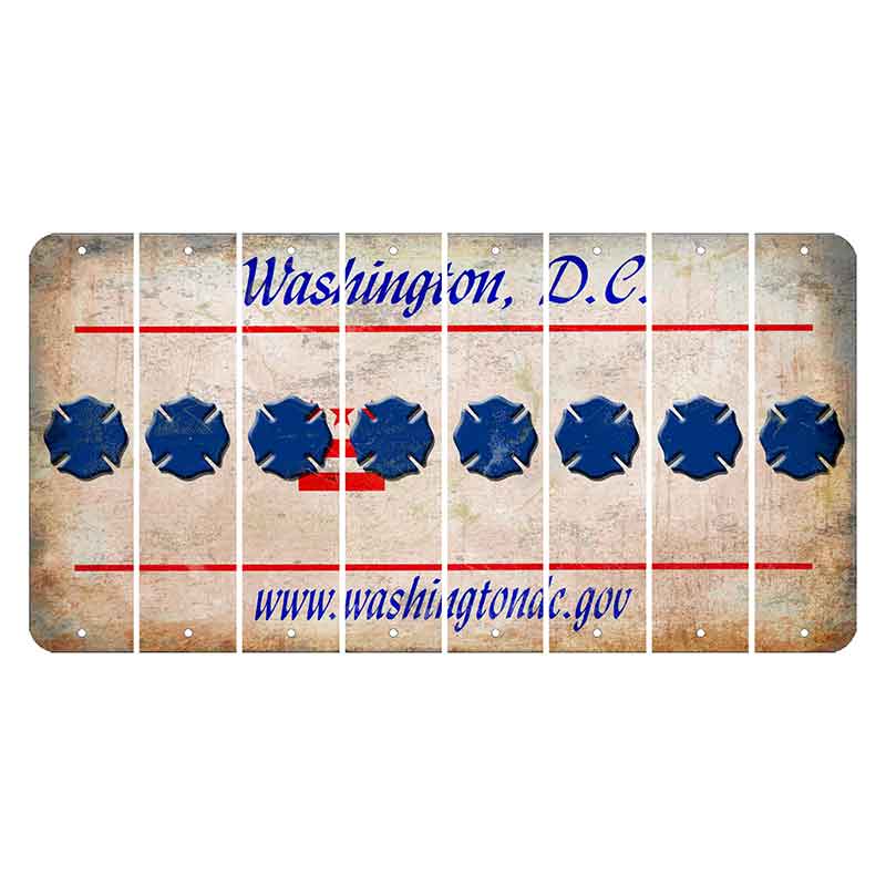 Washington DC.gov Cut License Plate Strips (Set of 8) Fire Badge