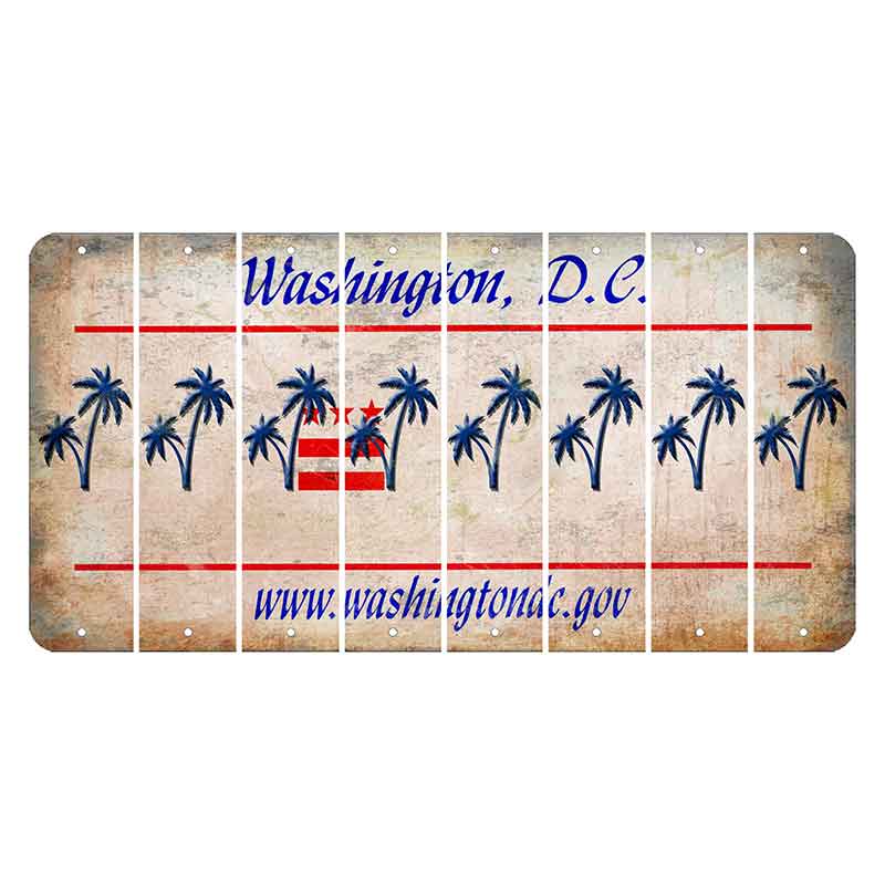 Washington DC.gov Cut License Plate Strips (Set of 8) Palm Trees