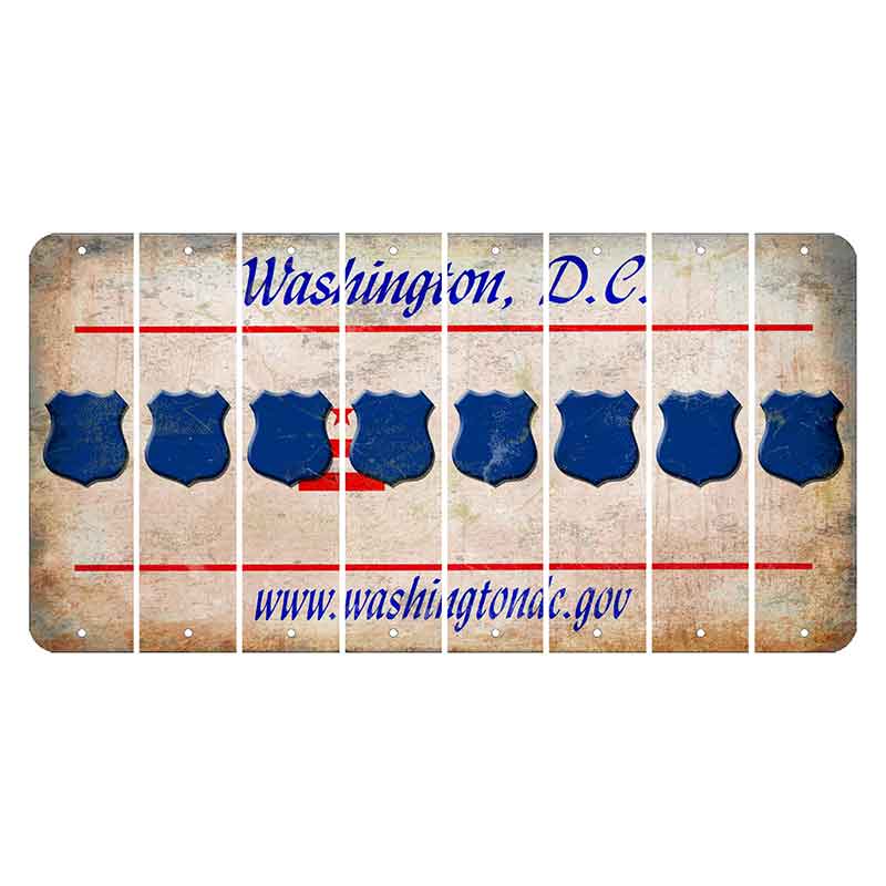 Washington DC.gov Cut License Plate Strips (Set of 8) Police Badge