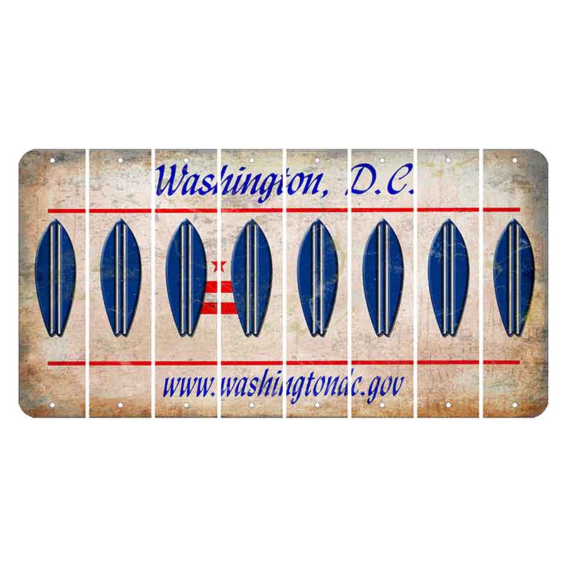 Washington DC.gov Cut License Plate Strips (Set of 8) Surfboard