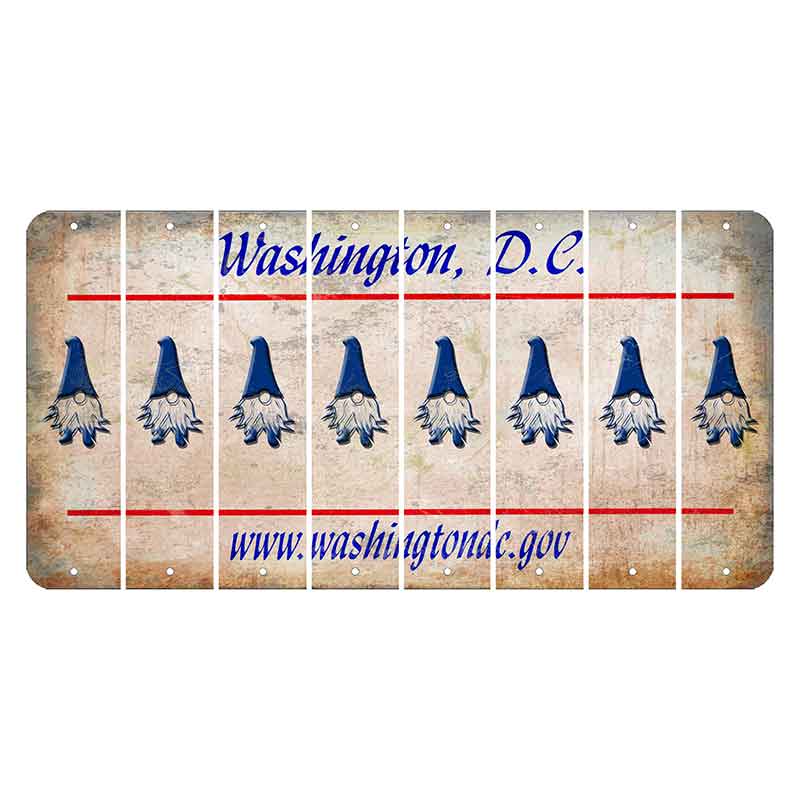 Washington DC.gov Cut License Plate Strips (Set of 8) Gnome