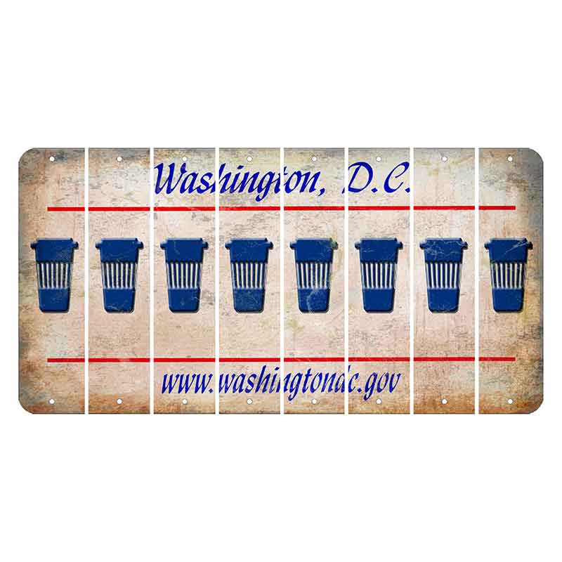 Washington DC.gov Cut License Plate Strips (Set of 8) Latte