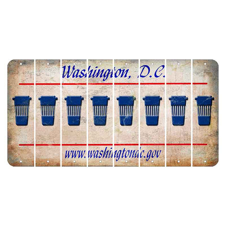 Washington DC.gov Cut License Plate Strips (Set of 8) Latte