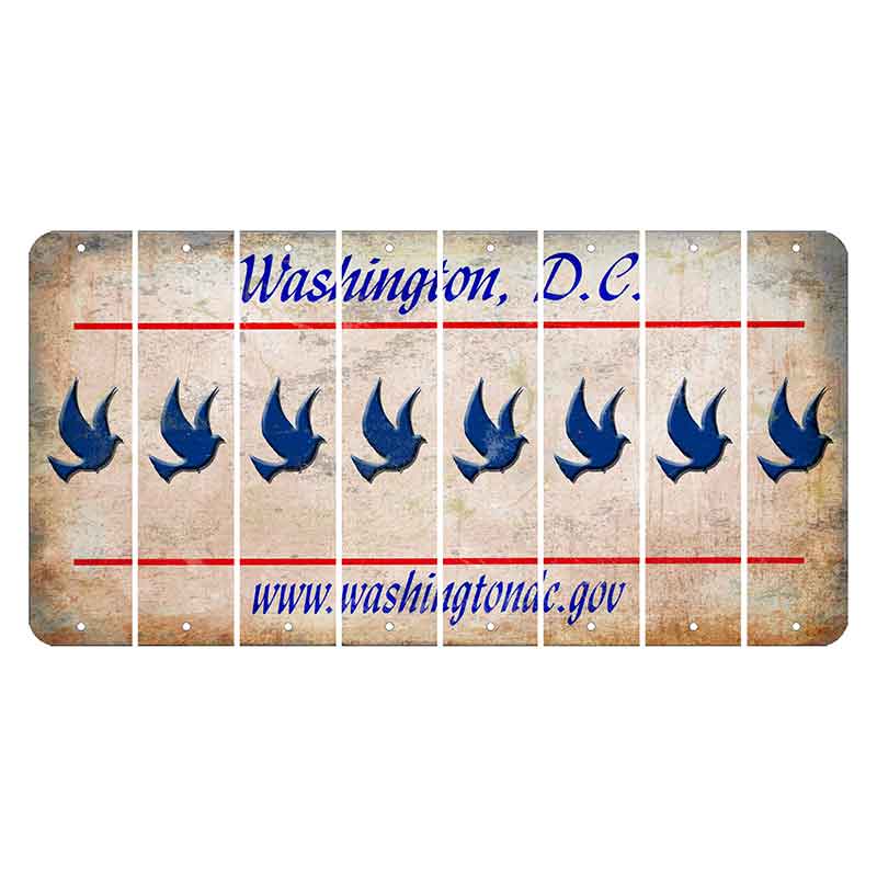 Washington DC.gov Cut License Plate Strips (Set of 8) Dove