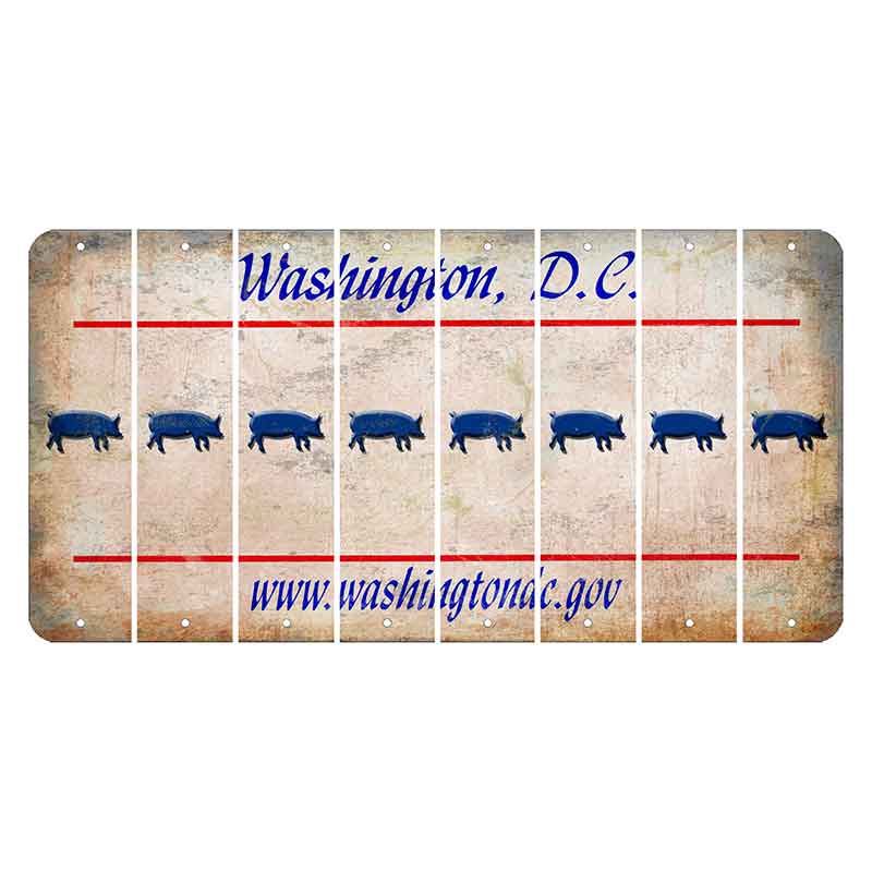 Washington DC.gov Cut License Plate Strips (Set of 8) Pig