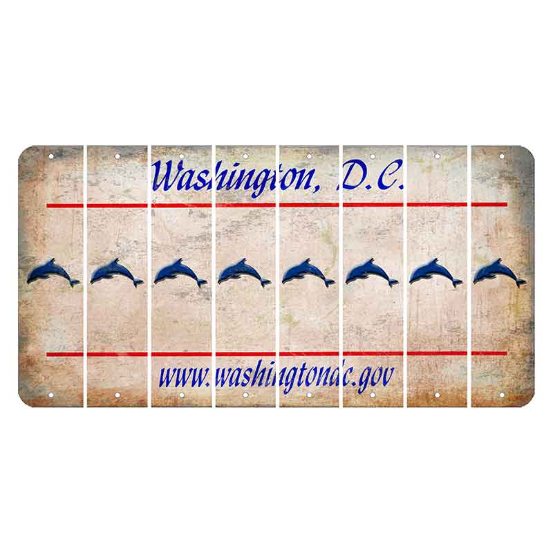 Washington DC.gov Cut License Plate Strips (Set of 8) Dolphin