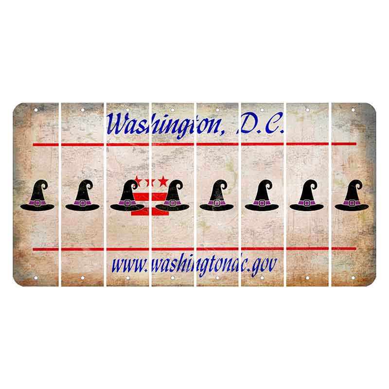 Washington DC.gov Cut License Plate Strips (Set of 8) Witches Hat