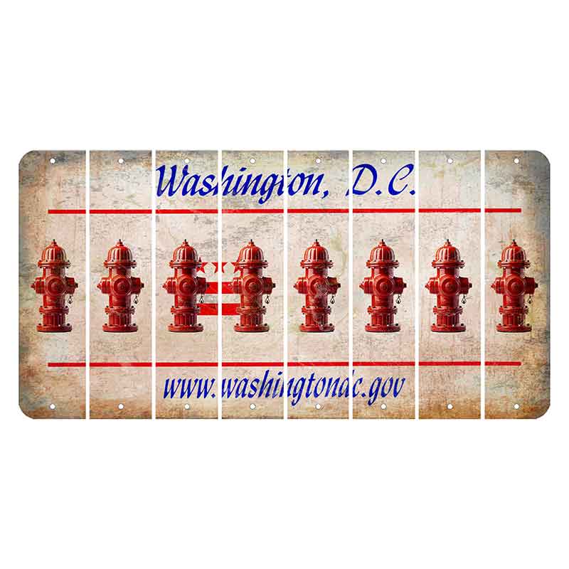 Washington DC.gov Cut License Plate Strips (Set of 8) Fire Hydrant