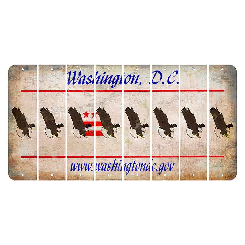 Washington DC.gov Cut License Plate Strips (Set of 8) Bald Eagle