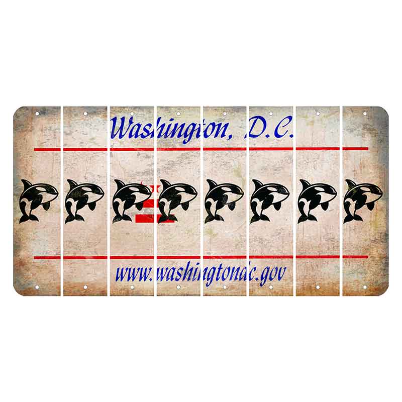 Washington DC.gov Cut License Plate Strips (Set of 8) Whale