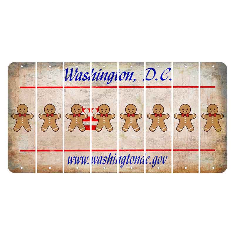 Washington DC.gov Cut License Plate Strips (Set of 8) Gingerbread Man