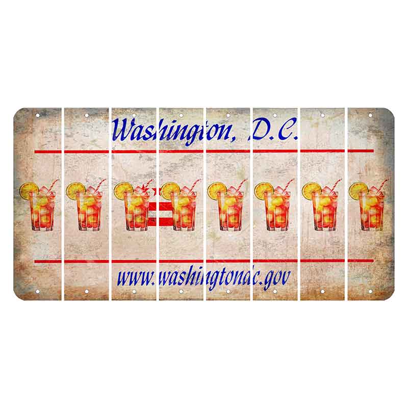 Washington DC.gov Cut License Plate Strips (Set of 8) Cocktail