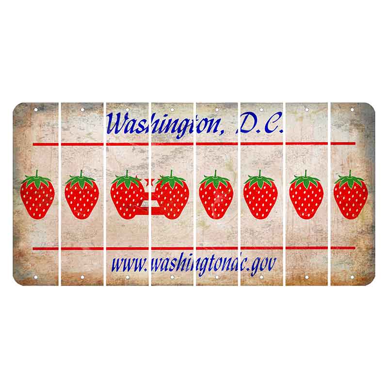 Washington DC.gov Cut License Plate Strips (Set of 8) Strawberry