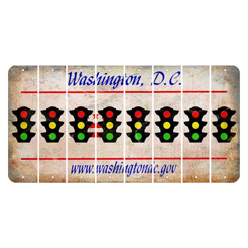 Washington DC.gov Cut License Plate Strips (Set of 8) Traffic Light