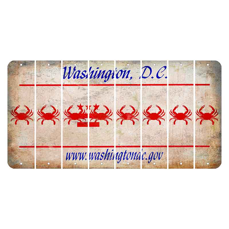 Washington DC.gov Cut License Plate Strips (Set of 8) Crab