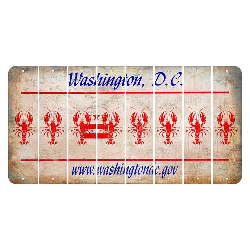 Washington DC.gov Cut License Plate Strips (Set of 8) Lobster