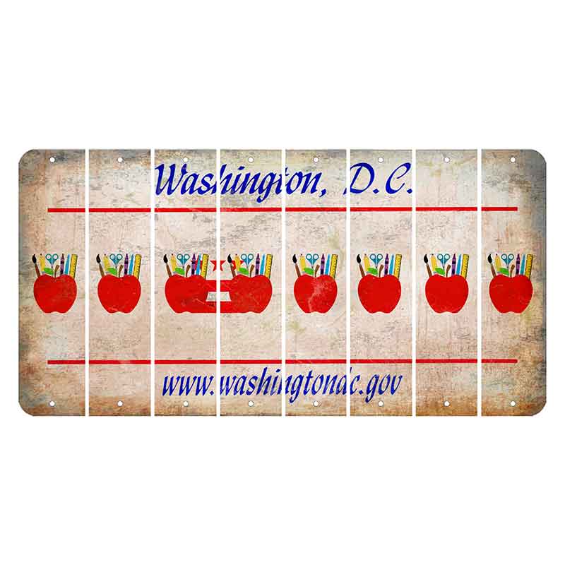 Washington DC.gov Cut License Plate Strips (Set of 8) Teacher Apple