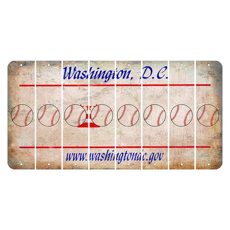 Washington DC.gov Cut License Plate Strips (Set of 8) Baseball