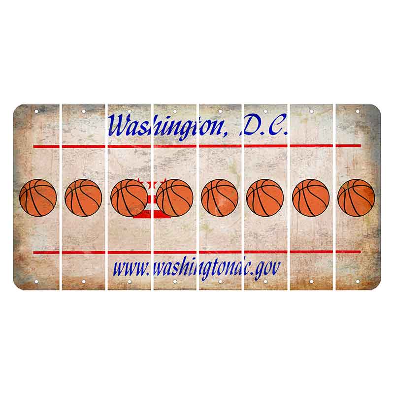 Washington DC.gov Cut License Plate Strips (Set of 8) Basketball