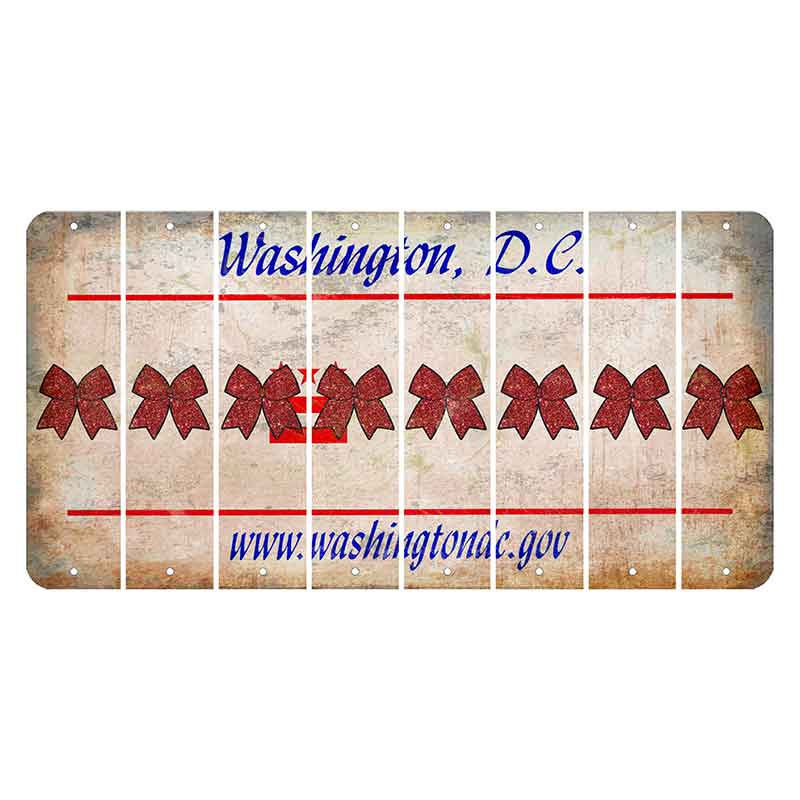 Washington DC.gov Cut License Plate Strips (Set of 8) Cheer Bow