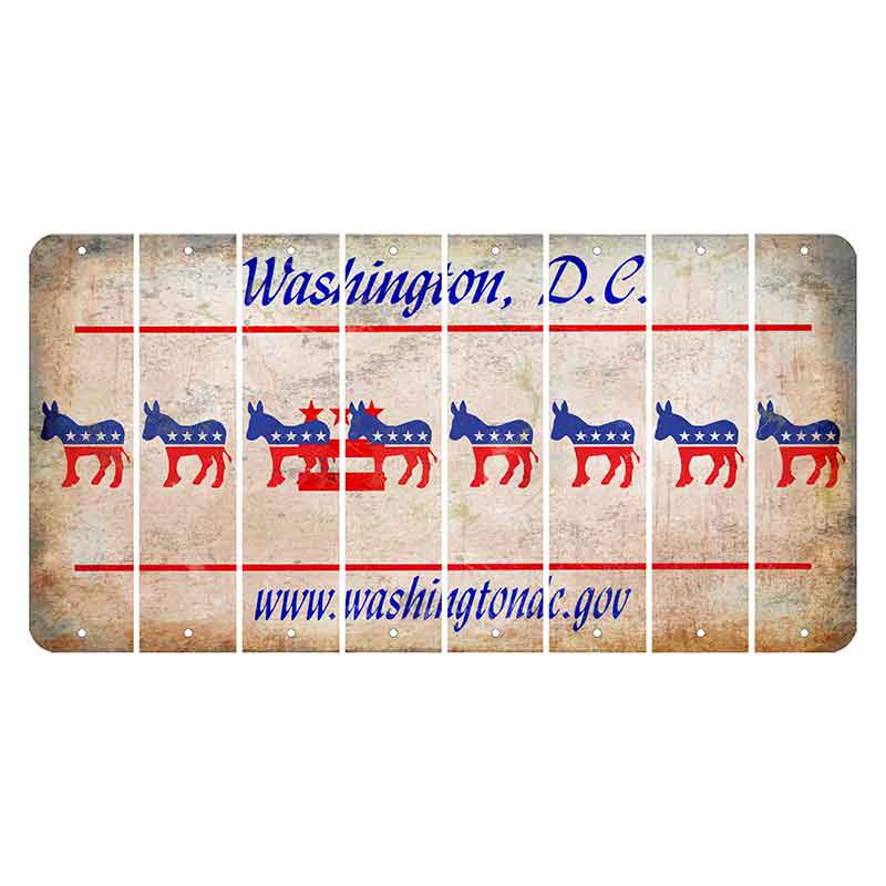 Washington DC.gov Cut License Plate Strips (Set of 8) Democrat