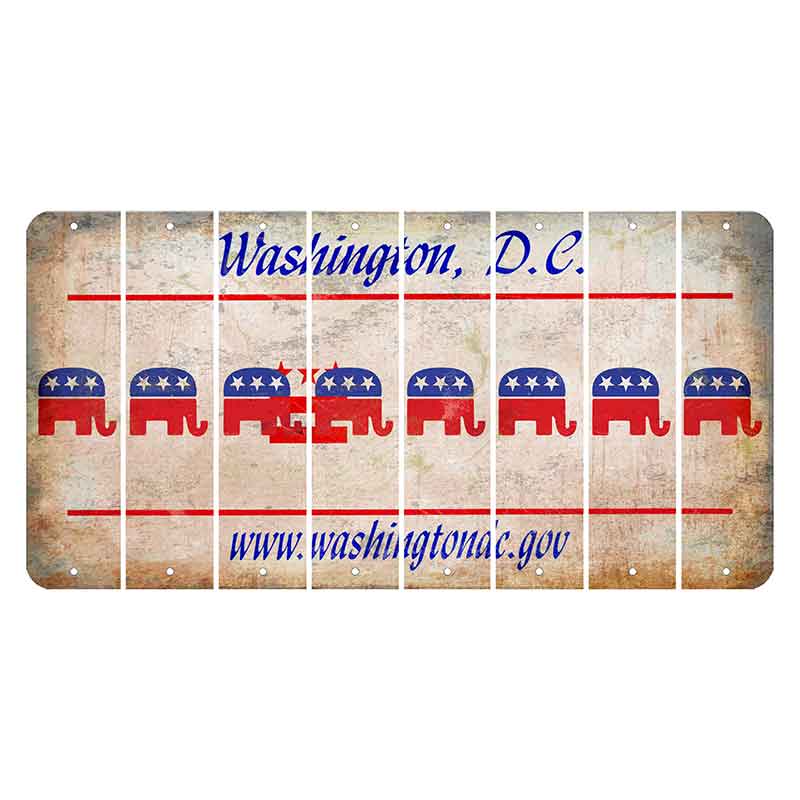 Washington DC.gov Cut License Plate Strips (Set of 8) Republican