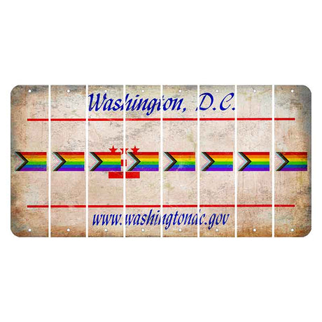 Washington DC.gov Cut License Plate Strips (Set of 8) LGBTQ Flag