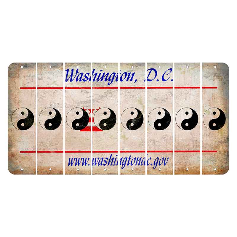 Washington DC.gov Cut License Plate Strips (Set of 8) Yin Yang